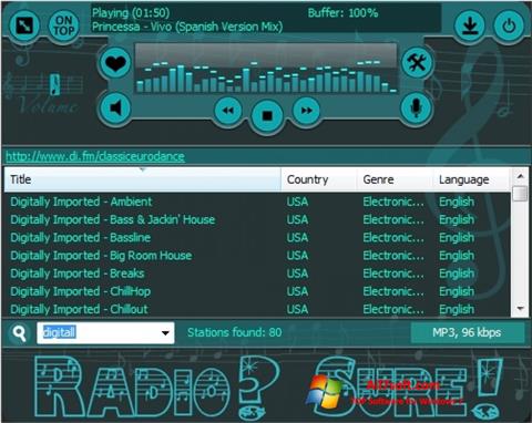 Screenshot RadioSure untuk Windows 7