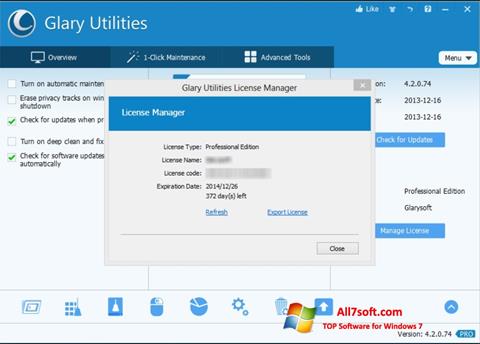 Screenshot Glary Utilities untuk Windows 7