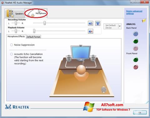 Screenshot Realtek Audio Driver untuk Windows 7