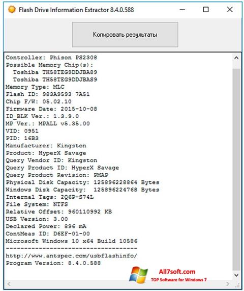 Screenshot Flash Drive Information Extractor untuk Windows 7