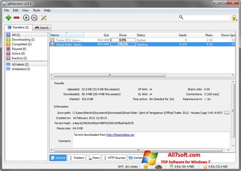 Screenshot qBittorrent untuk Windows 7