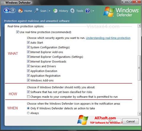 Screenshot Windows Defender untuk Windows 7