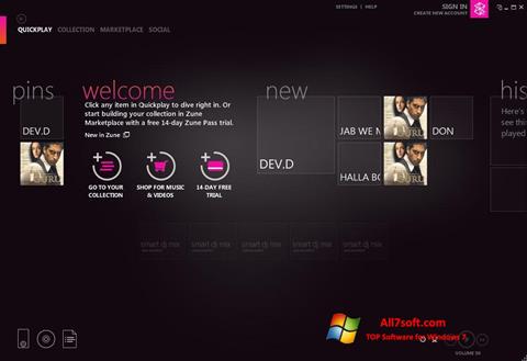 Screenshot Zune untuk Windows 7