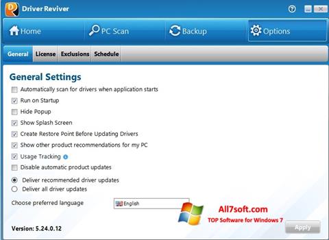Screenshot Driver Reviver untuk Windows 7