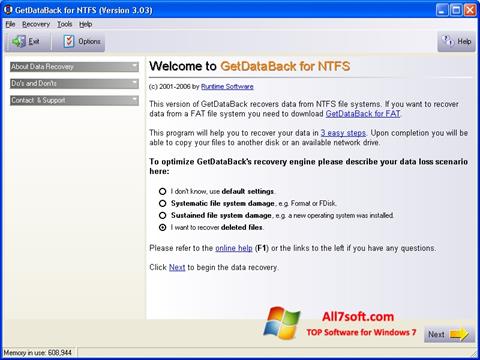 Screenshot GetDataBack untuk Windows 7