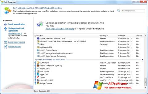 Screenshot Soft Organizer untuk Windows 7