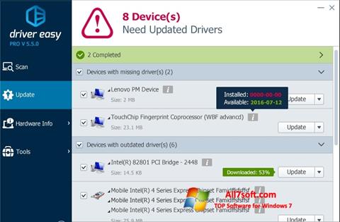 Screenshot Driver Easy untuk Windows 7