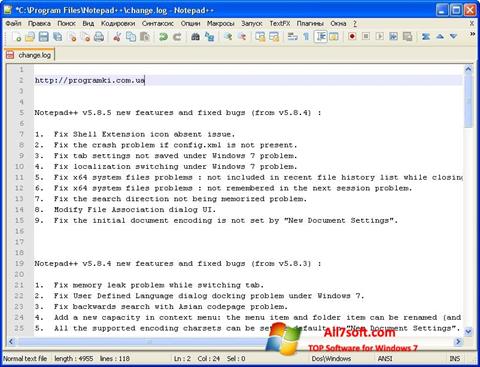 Screenshot Notepad++ untuk Windows 7