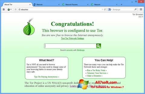 Screenshot Tor untuk Windows 7