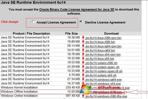Screenshot Java Runtime Environment untuk Windows 7