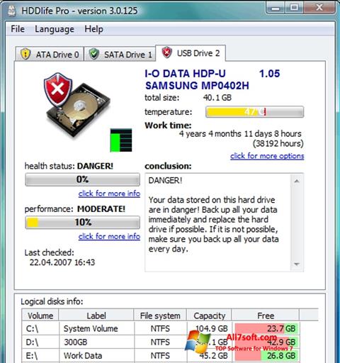 Screenshot HDDlife untuk Windows 7