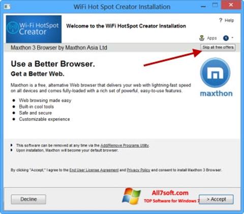 Screenshot Wi-Fi HotSpot Creator untuk Windows 7
