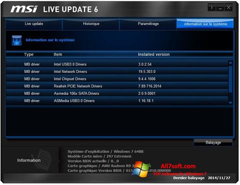 Screenshot MSI Live Update untuk Windows 7