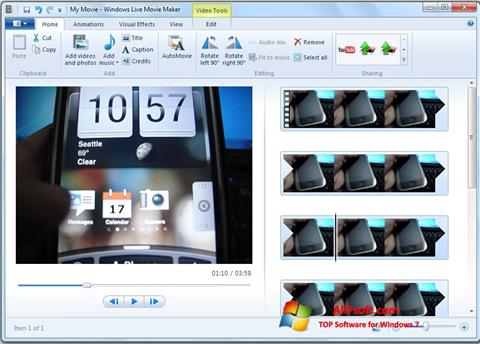 Screenshot Windows Live Movie Maker untuk Windows 7