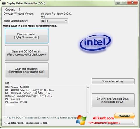Screenshot Display Driver Uninstaller untuk Windows 7