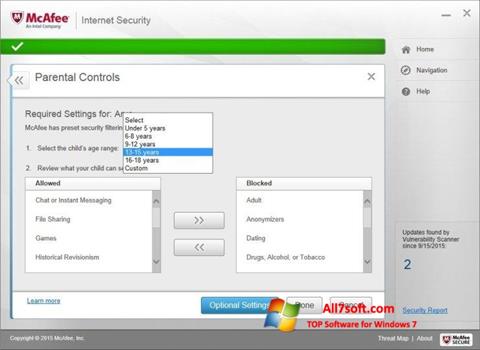 Screenshot McAfee Internet Security untuk Windows 7