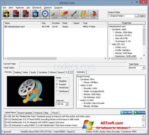Screenshot MediaCoder untuk Windows 7