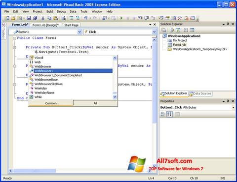 Screenshot Microsoft Visual Basic untuk Windows 7