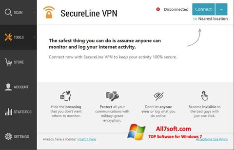 Screenshot Avast SecureLine VPN untuk Windows 7