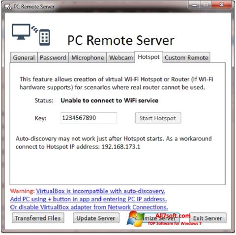 Screenshot PC Remote Server untuk Windows 7
