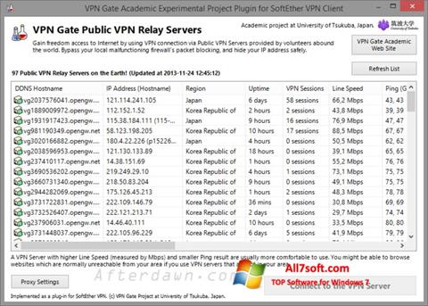Screenshot VPN Gate untuk Windows 7