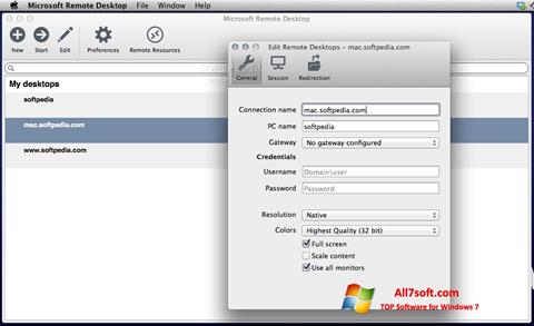 Screenshot Microsoft Remote Desktop untuk Windows 7