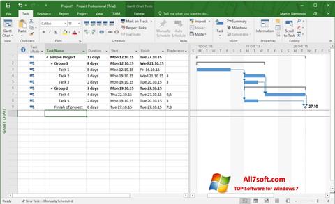 Screenshot Microsoft Project untuk Windows 7