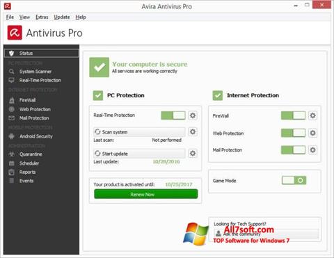 Screenshot Avira Antivirus untuk Windows 7