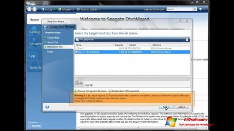 Screenshot Seagate DiscWizard untuk Windows 7