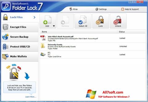 Screenshot Folder Lock untuk Windows 7