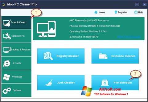 Screenshot PC Cleaner untuk Windows 7