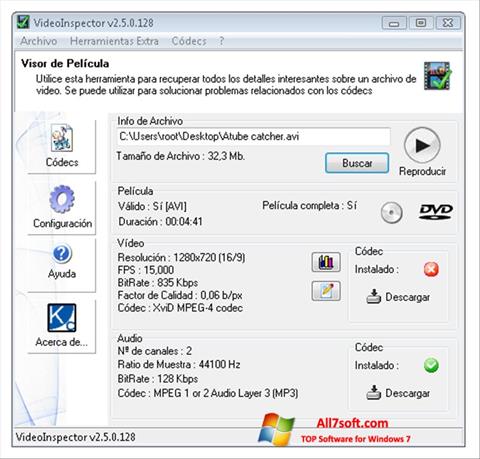 Screenshot VideoInspector untuk Windows 7