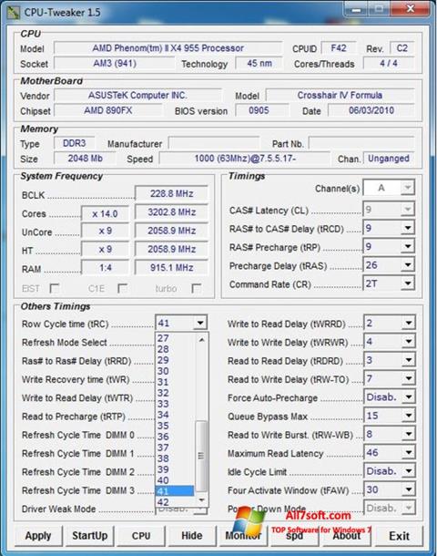 Screenshot CPU-Tweaker untuk Windows 7