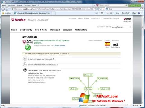 Screenshot McAfee SiteAdvisor untuk Windows 7