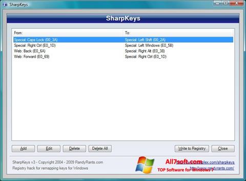Screenshot SharpKeys untuk Windows 7
