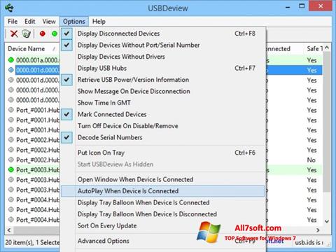 Screenshot USBDeview untuk Windows 7
