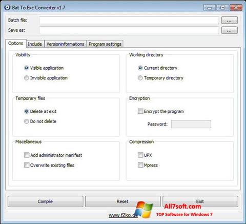 Screenshot Bat To Exe Converter untuk Windows 7