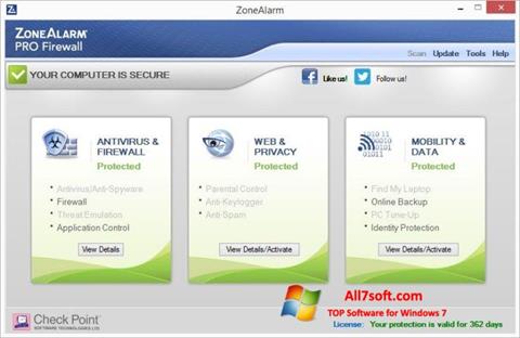 Screenshot ZoneAlarm Pro untuk Windows 7