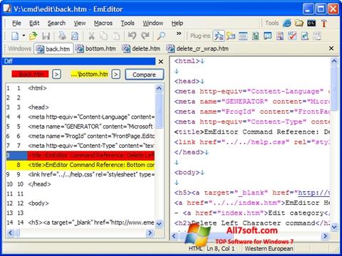 Screenshot EmEditor untuk Windows 7
