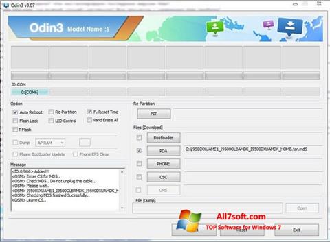 Screenshot Odin untuk Windows 7