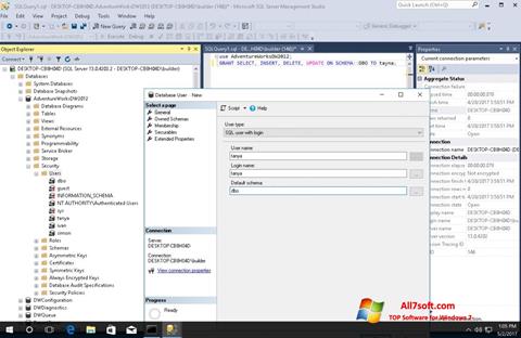Screenshot Microsoft SQL Server untuk Windows 7