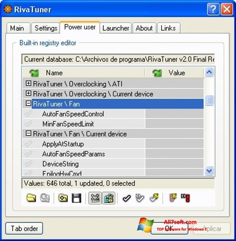 Screenshot RivaTuner untuk Windows 7