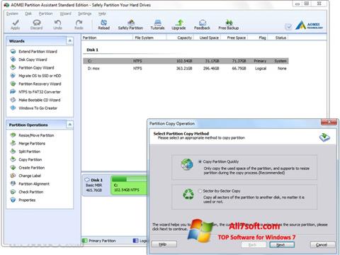 Screenshot AOMEI Partition Assistant untuk Windows 7