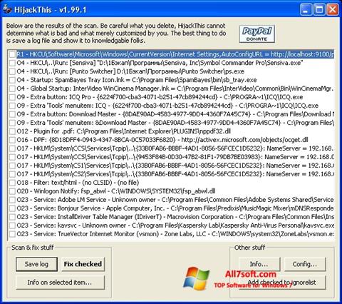 Screenshot HijackThis untuk Windows 7