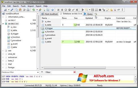 Screenshot HeidiSQL untuk Windows 7
