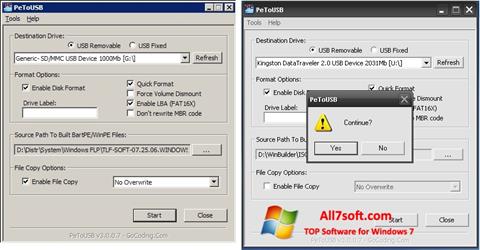 Screenshot PeToUSB untuk Windows 7