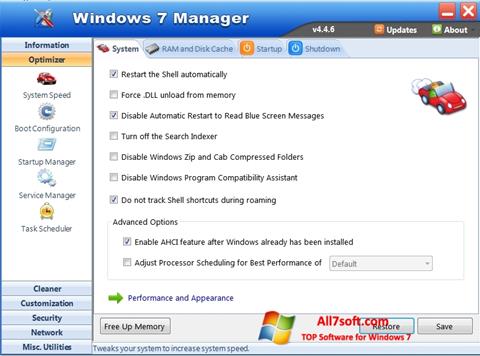 Screenshot Windows 7 Manager untuk Windows 7
