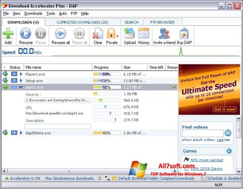 Screenshot Download Accelerator Plus untuk Windows 7
