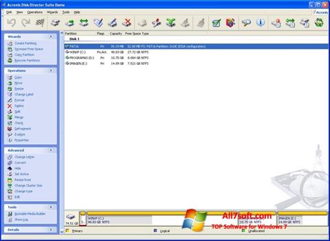 Screenshot Acronis Disk Director Suite untuk Windows 7