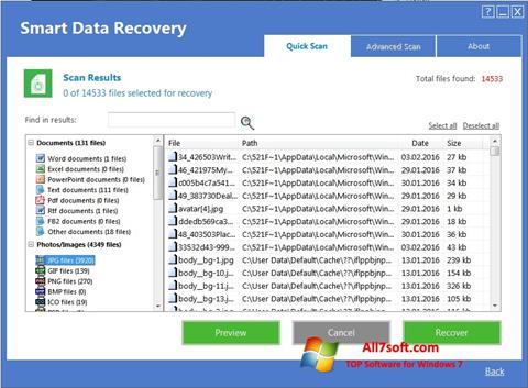 Screenshot Smart Data Recovery untuk Windows 7